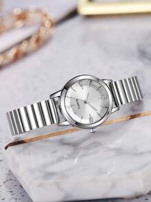 Đồng hồ nữ mặt tròn thanh lịch, máy quartz, kèm dây đeo điều chỉnh được và dụng cụ chỉnh giờ, phù hợp để đeo hàng ngày, làm quà sinh nhật, quà tựu trường, quà Lễ Tạ ơn, quà lãng mạn, món quà tuyệt vời nhất. - Bạc - Xem 5
