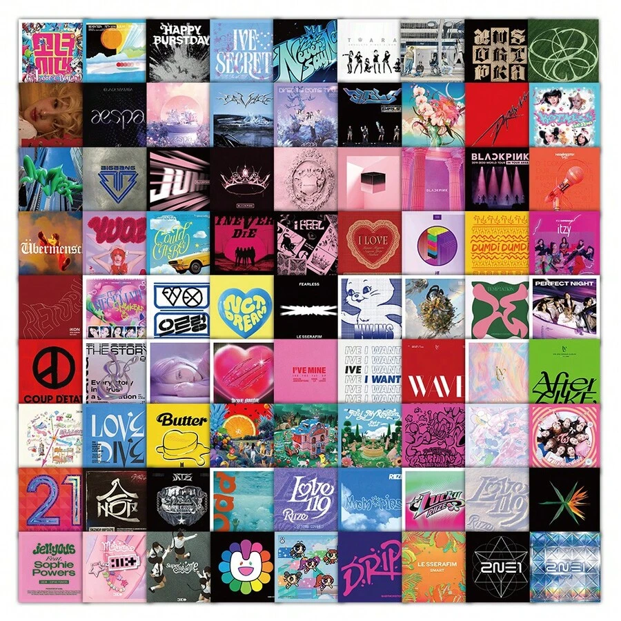 Hình dán chống thấm nước hình bìa album của nhiều nhóm nhạc KPOP dành cho máy tính bảng, sách, hành lý, đồ trang trí DIY, món quà không thể thiếu cho fan KPOP, SK/BM/BP/EN/TWICE/AESPA/BT21 - Nhiều màu - Xem 1
