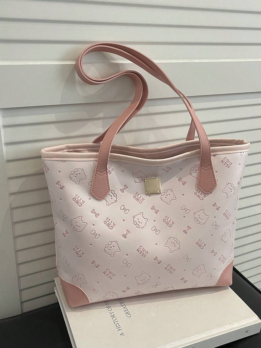 2026新款高品质大容量学生卡通印花斜挎手提单肩包 - 粉色 - 查看 1