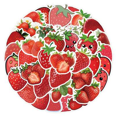 55PCS Strawberry Stickers Aesthetics Stickers Scrapbooking, Diary, Laptop, Bumper, Skateboard, Water Bottle, Computer, Phone Greeting Cards, Photo Albums, Furniture, Stickers
