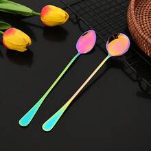 4Pcs Long Handle Ice Spoon Coffee Tea Stir Spoon Stainless Steel Cutlery Set Dinnerware Kitchen Dinner Flatware Set - View 5