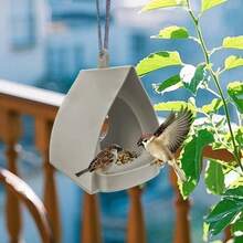 Comedero de pájaros colgante de gran capacidad, comedero de pájaros para exteriores, casa para pájaros, comedero de jardín para gorriones, pinzones, balcón, patio, porche - Unitalla - Ver 7