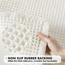 1Pc Waffle Bathroom Rugs, Boho Bath Rugs Non Slip Washable, Super Absorbent Bath Mats, Ultra Soft Rubber Backed Shower Mats For Bathroom Floor, Tub And Shower - 白色 - 查看 4