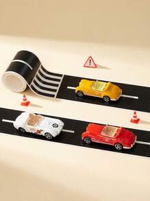 POKOJA LAND 6 Rolls Pro Roadway Race Track Tape - Realistic Car-Themed Floor Decals For Indoor/Outdoor Play, Non-Slip Reusable Adhesive Tracks For Toy Cars, Party Decor & DIY Playmats (Easy Tear & Residue-Free)" - Black - View 2