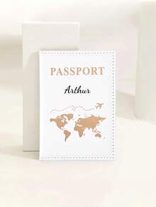 Customized Text LOGO Stamped PU Leather World Map Passport Holder, Cross-Border Travel Passport Protector, Personalized Passport Cover, Valentine's Day Gift, Customizable Passport Holder, Couple Passport Holder, Smooth Texture PU Passport Protector, Customized Passport Holder, Ticket Holder Passport Holder, Essential For Travel - Nhiều màu - Xem 19