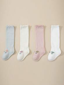 2双随机荷叶边短袜，可爱卡通百搭返校袜，防蚊虫 - 彩色 - 查看 13