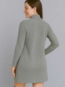 Winter Set: Cardigan + Tank Dress With Lace Collar - Light Grey - View 2