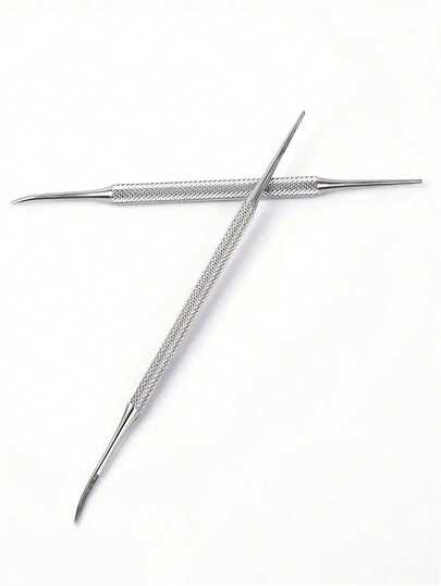 2pcs Stainless Steel Silver Dual-Head Ingrown Toenail Lifter, For Removing Ingrown Nails & Nail Dirt, Multi-Function Nail File, Professional Pedicure Tool
