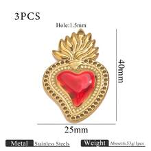 1/3件装多款304不锈钢18K镀金心形滴油吊坠DIY饰品配件，适合女性聚会、送礼及日常佩戴 - 紅色墜飾 - 查看 77