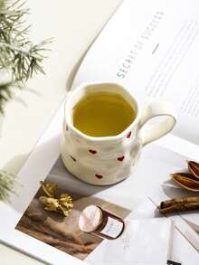 1pc Creative & Sweet Ceramic Mug, Hand-Painted Heart & Bow Pattern, Asymmetrical Cup Body, Office & Casual Use, Home Breakfast/Afternoon Tea Cup, Practical Ceramic Ware, Holiday Gift For Family & Friends - Multicolor - View 11