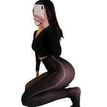 New Style Women's Oil-Shiny Stockings, Elegant And Slimming, Non-Slip, Sexy Black Silky Seamless Crotchless Design - 薄荷綠 - 查看 7