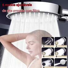 Chuveiro potente com filtro, 6 modos, alta pressão e economia de água, chuveiro de mão com função de filtro, acessório de banheiro  para o banho. - A - Visão 6