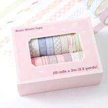20 rotoli di nastro washi colorato arcobaleno, larghezza 10 mm (0,4 pollici), nastri decorativi colorati, forniture scolastiche, fai da te, decorazione di diari, quaderni, cancelleria - Multicolore - Visualizzare 4