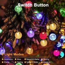 Luces de bola de burbujas solares para decoración navideña y de fiestas, con opciones de 20/50/100 luces LED, en blanco cálido/blanco frío/multicolor, 8 modos, resistentes al agua para árbol, jardín, Halloween y decoración de boda - luz de color - Ver 7
