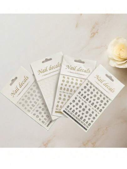 M.Dior 4pcs DIY Nail Stickers, Japanese Style Letter 3D Nail Decals, PVC Self-Adhesive Nail Art Stickers, Multi-Size Flexible Material Easy To Apply, Durable And Non-Damaging, Suitable For Home Manicure, Salon, Beginners, Suitable For Dates, Gatherings, Performances, Weddings, Holidays, Parties, And Other Occasions, Fashion Nail Art Lovers And Nail Salons