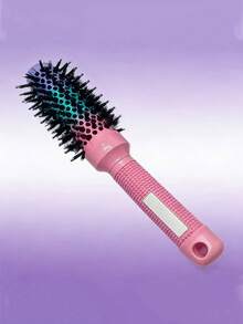 1pc Gradient Color Hair Roller Brush - Pink Handle Cylindrical Curling Comb, Eye-Catching Gradient Color Design, Non-Slip Handle For Easy Grip, 4 Sizes To Suit Different Curling Styling Needs, Essential For Hairstyling - Multicolor - View 3