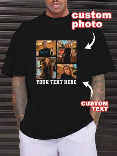 Áo thun nam in ảnh theo yêu cầu, cá nhân hóa chữ và ảnh, quà tặng cho bạn trai. Phong cách độc đáo, cá tính, thời trang, hipster, tối giản, dễ mặc, kín đáo, thanh lịch tối giản, thường ngày, tùy chỉnh, độc đáo, quà tặng lý tưởng cá nhân hóa cho anh ấy, gia đình, bạn trai, bạn bè, con cái nhân dịp kỷ niệm, sinh nhật, ngày lễ/kỳ nghỉ. Áo nam tùy chỉnh, phong cách đường phố thường ngày, nam giới, thoải mái, áo ngắn tay nam.