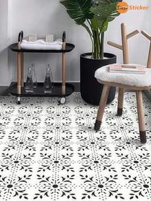 SUPSTICKER 12PCS Moroccan Tile Look Floor Stickers, Peel And Stick Waterproof Removable PVC Decals For Kitchen, Laundry Room, Entryway, 4 Styles - Multicolor - View 9