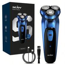 sejoy Electric Shaver, 3D Curved Blade Mesh, Cordless Washable Electric Shaver With Trimmer, Power Indicator Light, Fast Charging, Long-Lasting Use - Dusty Blue - View 7
