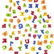 78件套磁性字母、数字、数学符号玩具套装，桶装蒙特梭利早教塑料冰箱贴益智玩具，开学季必备，男孩女孩最佳生日礼物 - 彩色 - 查看 7