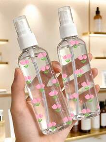 Botella de spray de viaje recargable de PET transparente con patrón de tulipán, botella de spray de niebla fina multifuncional adecuada para viajes y viajes de negocios, desmaquillante, botella de spray de cabello reutilizable, pulverización continua, para peinado, limpieza, plantas, hidratación facial - Multicolor - Ver 1