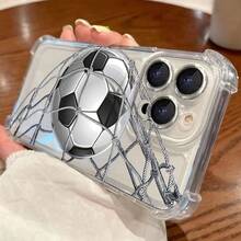 1 Stück neuer Fußball transparenter Luftpolster Sturzsicherer/Verstärkter transparenter TPU Schutzhülle kompatibel for  17/16/15/14/13/12/11/Plus/Pro/Pro Max/17 Air and Galaxy S26/S25/S24 Plus/S23/S22/S21 Ultra and Galaxy A series - Transparent-1 - Übersicht 5
