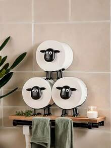 1PC/2PCS/3PCS Simple And Adorable Sheep-Shaped Paper Towel Rack, Roll Paper Rack, Creative Living Room Coffee Table, Kitchen, Bedroom Household Paper Towel Rack, With Cute And Interesting Design. Saves Space. - Black - View 3