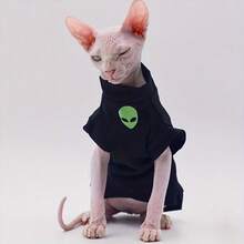 Hairless Cat Apparel Fashion Black Soft Jacket Zebra Print Winter Devonrex Cat Breathable T-Shirt Cat Clothing - Black - View 3