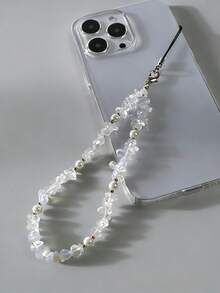 Crushed Stone 1pc Natural Stone Beaded Phone Lanyard New Arrival Pearl Fashion Cross-Border Crystal Agate Raw Stone Phone Charm Spring Gift - Multicolor - View 3