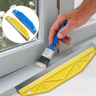 12-Inch Metal & Plastic Paintbrush Guard With Ergonomic Handle And Edging Design - Heavy Duty Wall Painting Tool For Precise Trimming, Wallpaper Cutting And Edging. Durable Yellow Edger Suitable For Home And Commercial Use, Sturdy Construction