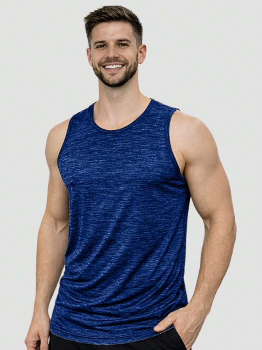 Men's Dry Fit Tank Top - Blue Mix - View 1