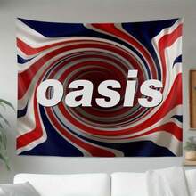 1pc Oasis Knebworth Music Tapestry - Vibrant Red, White & Blue Swirl Design, Polyester Wall Hanging For Living Room, Bedroom, Dorm Decor, Indoor/Outdoor Concert Backdrop, Perfect Holiday Gift, Music Room Decor - Multicolor - View 8