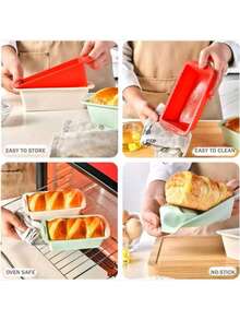 1pc Rectangular Silicone Cake Mold Silicone Bread Baking Pan, Available In Large And Small Sizes, Non-Stick, Easy Release, Suitable For Homemade Cakes, Breads, Meat Rolls And Omelets, Size: 7.56 Inches X 3.74 Inches, Thicker Non-Slip Silicone Mold, Bread/Toast Mold, Large Capacity Ice Tray, Thicker And Larger Rectangular Silicone Ice Mold For Summer, Baking Equipment, Cake Tools, Kitchen Accessories Home - Multicolor - View 4