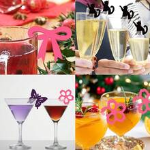 8Pcs Acrylic Wine Glass Tags Purple Butterfly Pink Bowknot Cat Rose Pink Cherry Blossoms Drink Markers For Cups Reusable Blank Drink Charms For Birthday Wedding Party Decoration Accessory - Cherry Blossoms - View 7