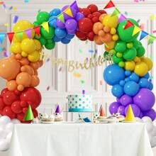 159pcs Rainbow Balloon Arch Kit With Red Purple Yellow Blue Orange White Lime Green Balloons For Graduation BabyShower Colorful Rainbow Birthday Party Decorations - View 5