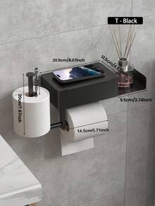 1 Giá đựng giấy vệ sinh - Có hộp đựng khăn ướt và kệ chứa đồ, giá treo tường tự dính dùng trong phòng tắm, giá để cuộn giấy vệ sinh, lý tưởng để cất giữ khăn ướt vệ sinh một cách kín đáo, phụ kiện phòng tắm màu trắng/đen. Dụng cụ phòng tắm. - Nhiều màu - Xem 16
