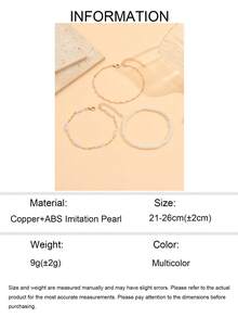 3件套夏季优雅仿珍珠脚链，手工链条脚链，女士饰品，适合日常佩戴、海滩、约会、派对等场合。 - 彩色 - 查看 5