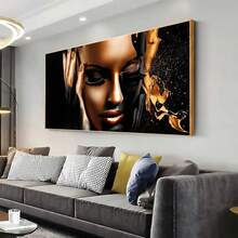 1pc, Modern Abstract African Women Canvas Art Print, Frameless Wall Decor For Living Room & Bedroom Framed Canvas African Wall Art, No Frame - 111 - View 4