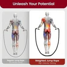 Shoze Weighted Jump Rope For Fitness Adjustable Length Heavy Jump Rope With Comfortable Handles For Men Women Full Body Workout Cardio Muscle Building - Negro - Ver 5