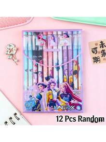 K-POP 女团 12 支装可擦凝胶笔套装，0.5mm 顺滑书写文具，适用于学校和办公室 - 彩色 - 查看 10