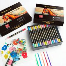 72色丙烯马克笔，双头水彩笔套装，艺术绘画素描马克笔，色彩鲜艳，出墨流畅，不渗墨，双头设计满足不同绘画需求，适用于布料、画布、石头、陶瓷、纺织品绘画，返校学生礼物 - 套裝 - 查看 11