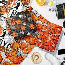 6/12pcs Basketball Themed Wrapping Paper, Each Size 50.8 X 71.1cm, Featuring 3-Point Shot And Dunk Patterns, Ideal For Basketball Fans' Birthdays And Holidays, Perfect Gift Choice - Multicolor - View 7