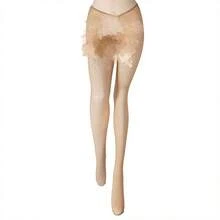 1双女士棕色亮片渔网袜 - 闪亮透明网眼长筒袜 - 高腰V腰设计，适合派对、节日、夜店穿着 - 彩色 - 查看 1