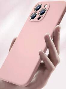 Soft Liquid Phone Case With Velvet Cloth For IPhone 11 12 13 14 15 16 Pro Max 17 17 Pro Max S21 22 23 24 25 26 Plus Ultra, Pixel 6 7 8 Pro 9A 9 Pro Xl 10 10 Pro - Pink - View 3