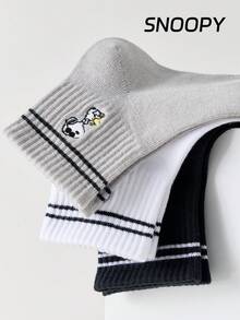 6/3/1 pares de calcetines cortos para hombre con patrón bordado auténtico de Snoopy, calcetines deportivos con diseño de dibujos animados lindos, calcetines únicos de Snoopy para hombre - Multicolor - Ver 9