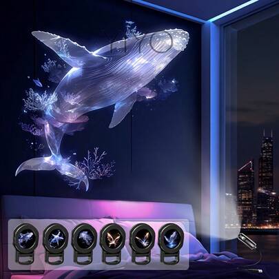 Creative Dreamy Pattern USB Projection Lamp, Portable Clear LED Atmosphere Decor Night Light With Whale, Butterfly, Jellyfish, Starfish Projection Patterns, Suitable For Wall, Floor, Ceiling And Other Surfaces, Birthday Gift
