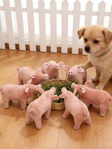 1pc Plush Pet Doll, Realistic Cute Piglet, Soft Material To Relieve Pet Separation Anxiety, Cat/Dog Sleeping Companion Doll, Friction Cleans Teeth, Chew Doll, Interactive Toss & Tug Games, Increases Pet Activity, Enhances Owner-Pet Bonding, Suitable For Home, Outdoor, Travel, Meets Pet Daily Needs, Pet Supplies, Pet Doll - Pink - View 4