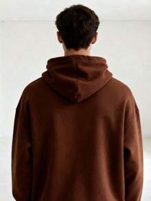 Open-Back Sweatshirt With Zipper And Hood For Cold Weather, Winter, Plain Jacket. - Coffee Brown - View 3