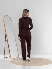 Casual Tracksuit Set Consisting Of A Top And Pants C3111 - 鏽棕色 - 查看 4