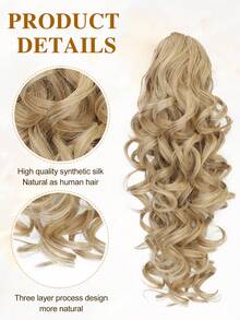 16" Ponytail Extension Long Curly Ponytail Clip In Claw Hair Extension Natural Looking Synthetic Hairpiece For Women - Multicolor - View 5